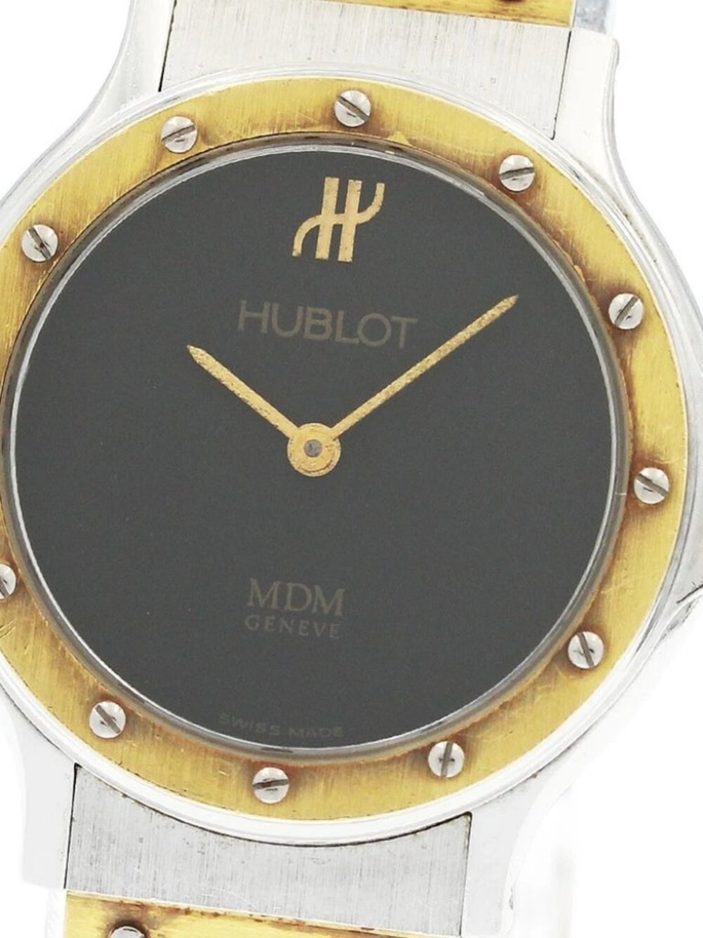 HUBLOT MDM Classic 1280.2 YG bezel black Dial Quartz Ladies Watch_967549